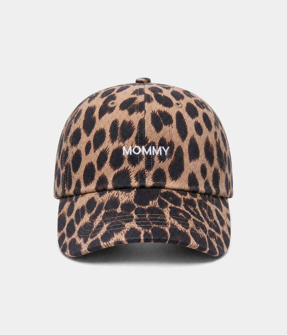 LIMITED EDITION — MOMMY. leopard print cap, front view