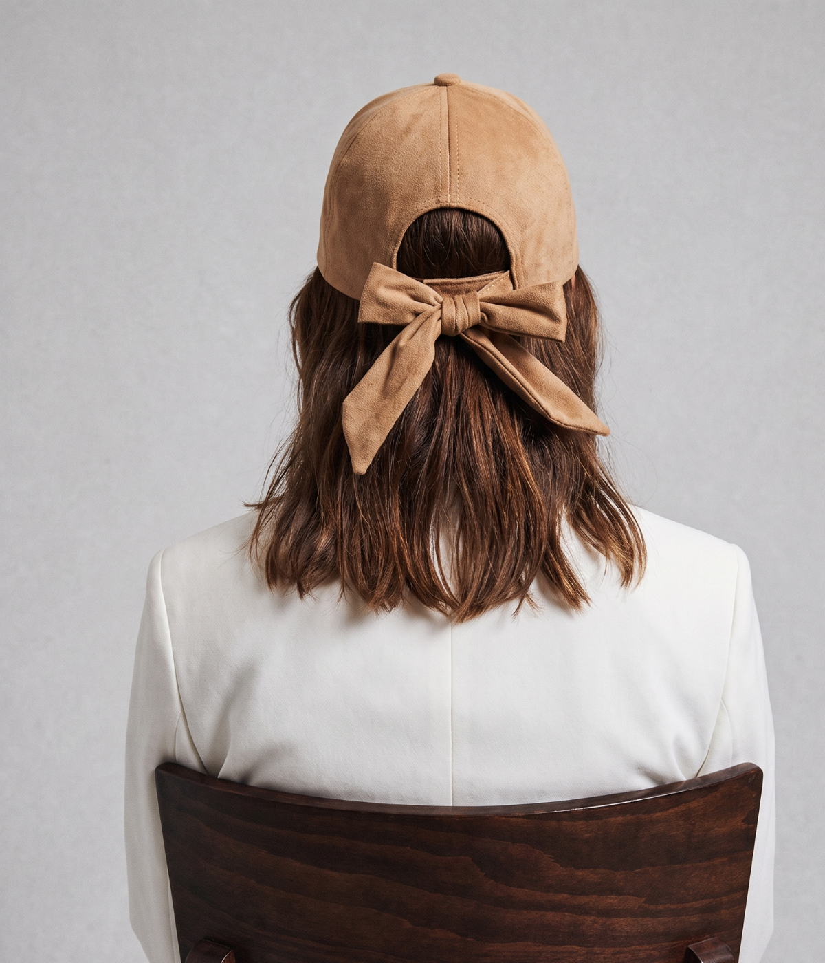 SUEDE BOW CAP.-CAPS