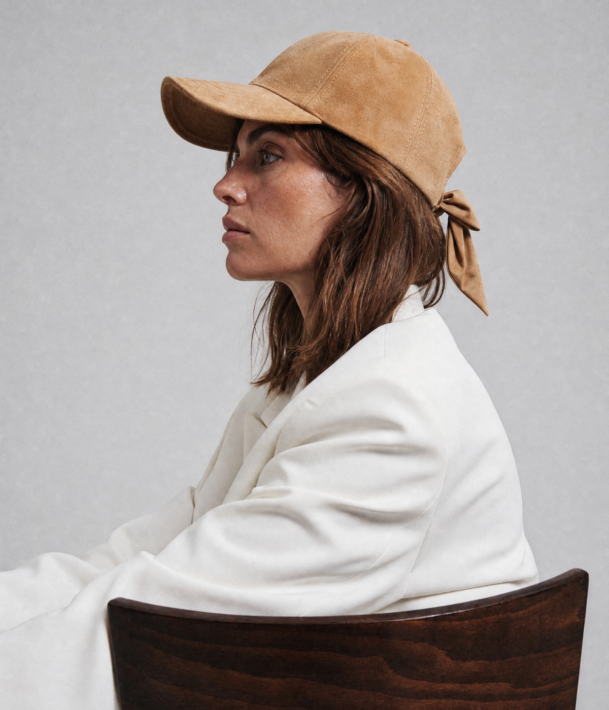 SUEDE BOW CAP.-CAPS