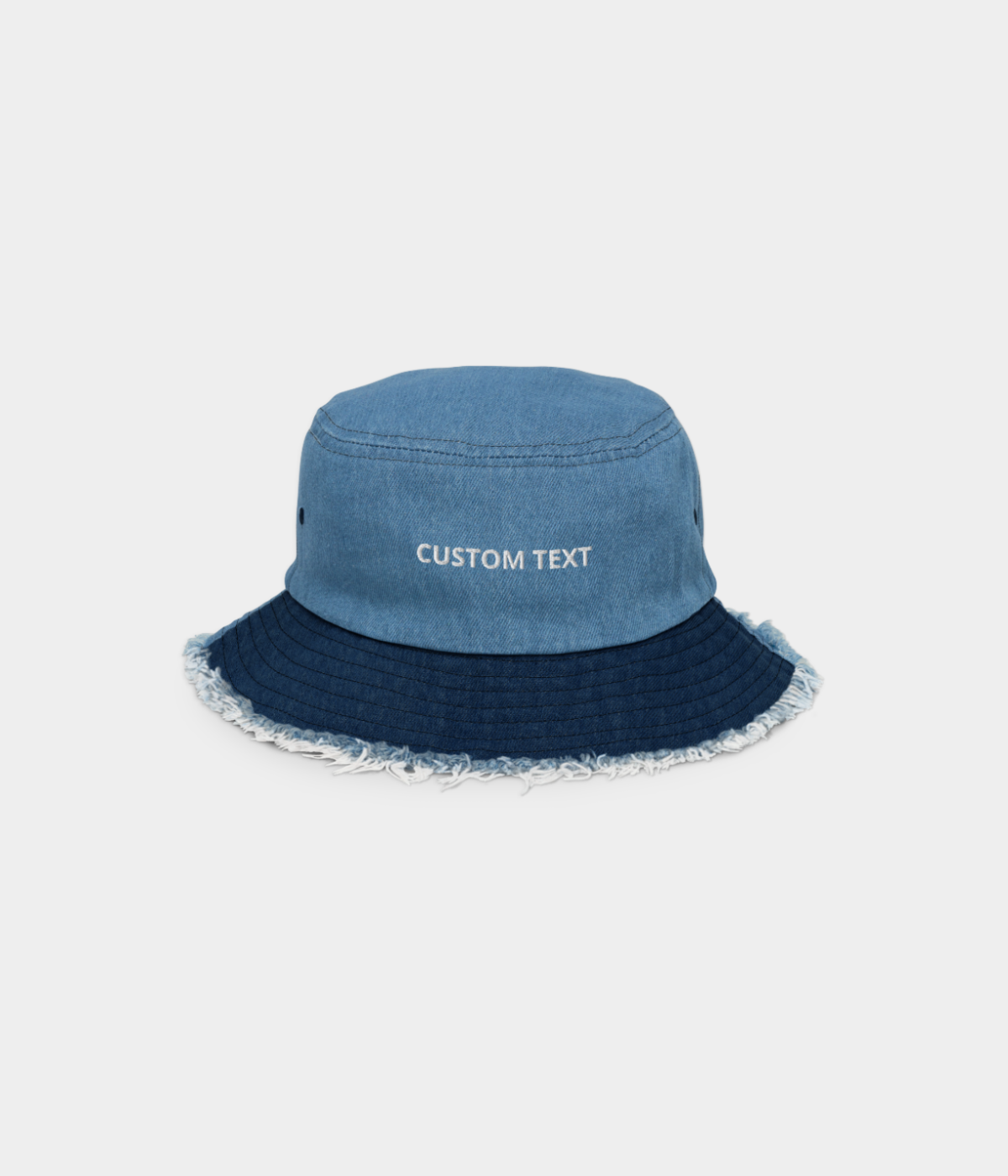 CUSTOM DISTRESSED DENIM BUCKET.-CAPS
