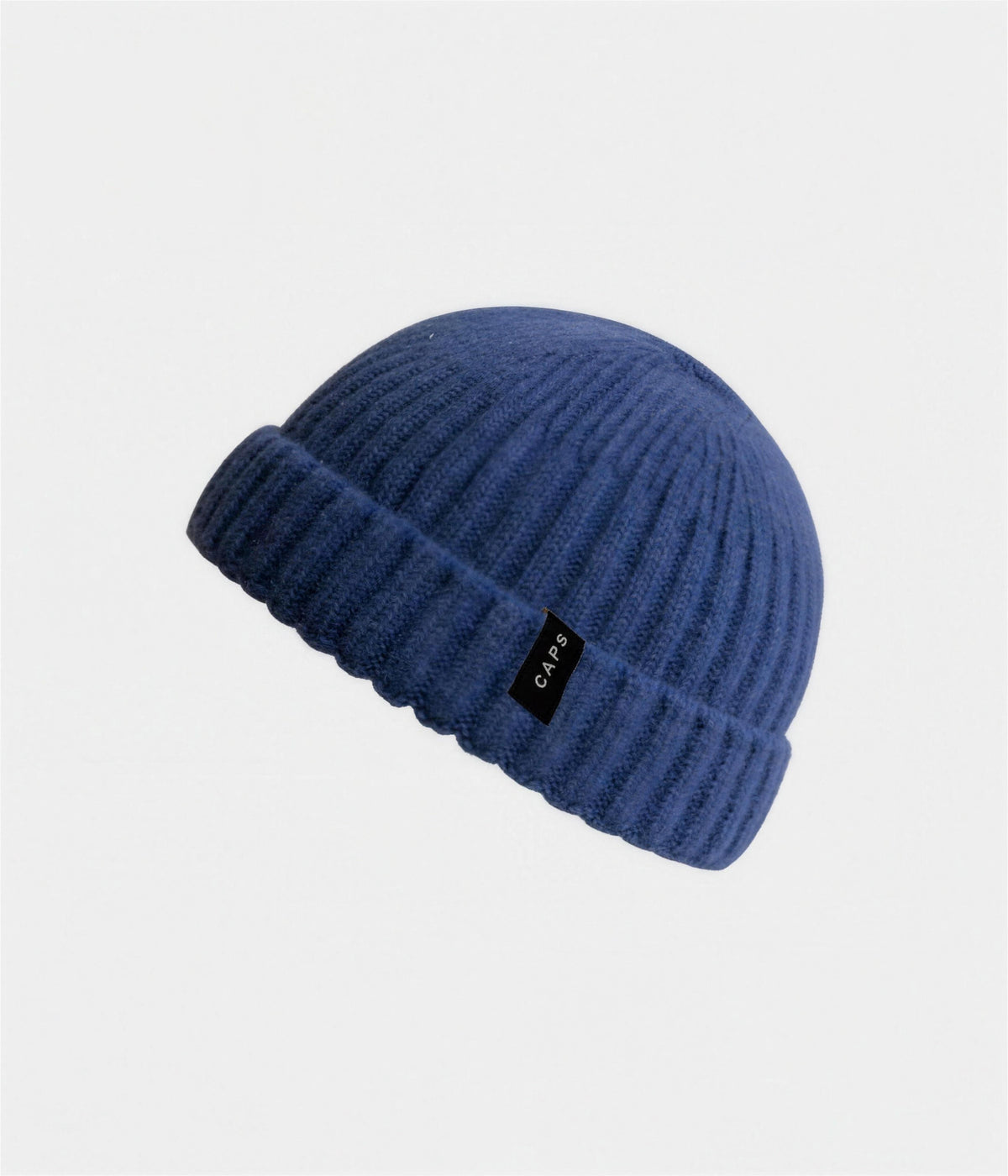 LOGO WOOL FISHERMAN BEANIE. in blue with CAPS logo label