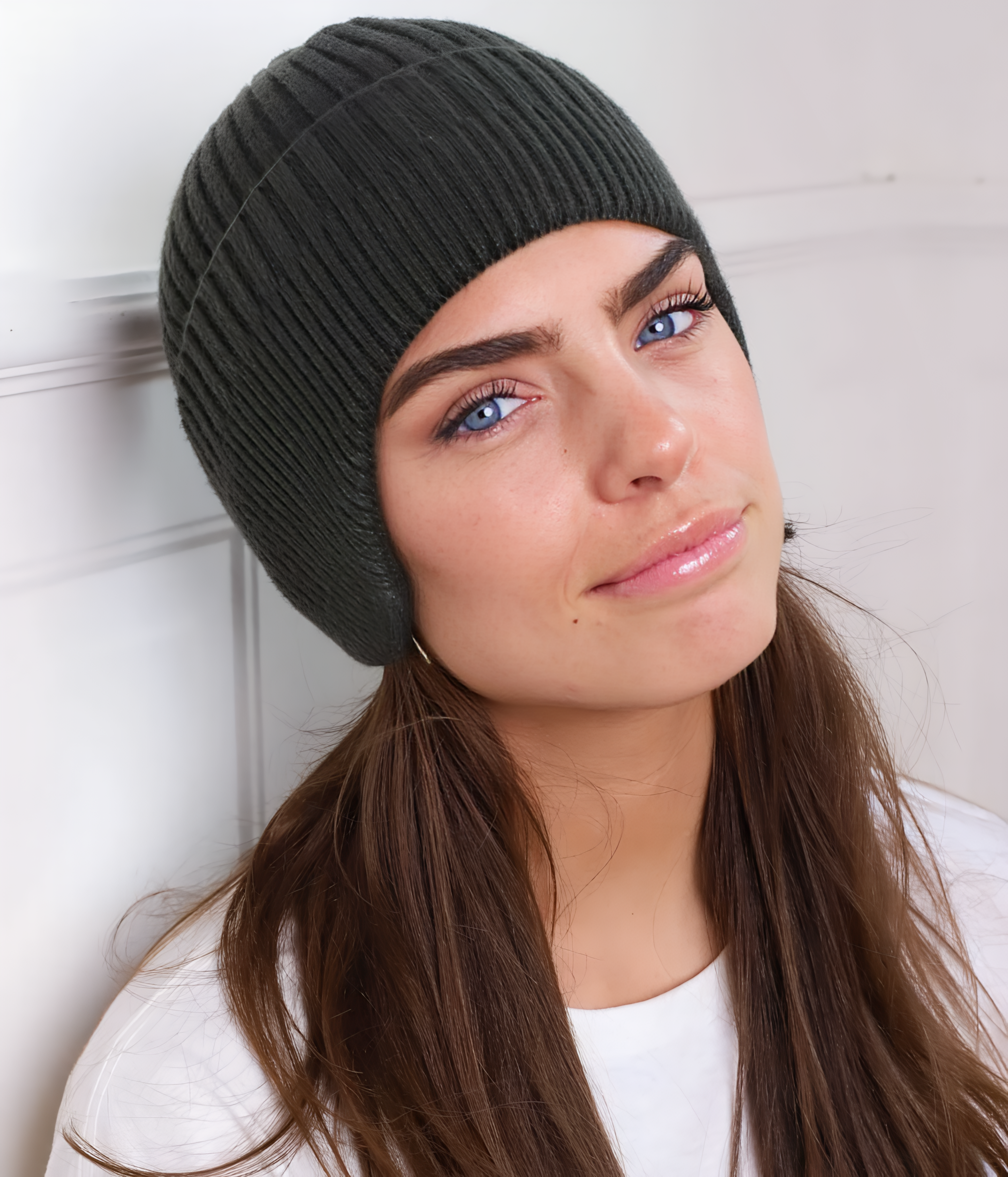 CABLE EARMUFF BEANIE.