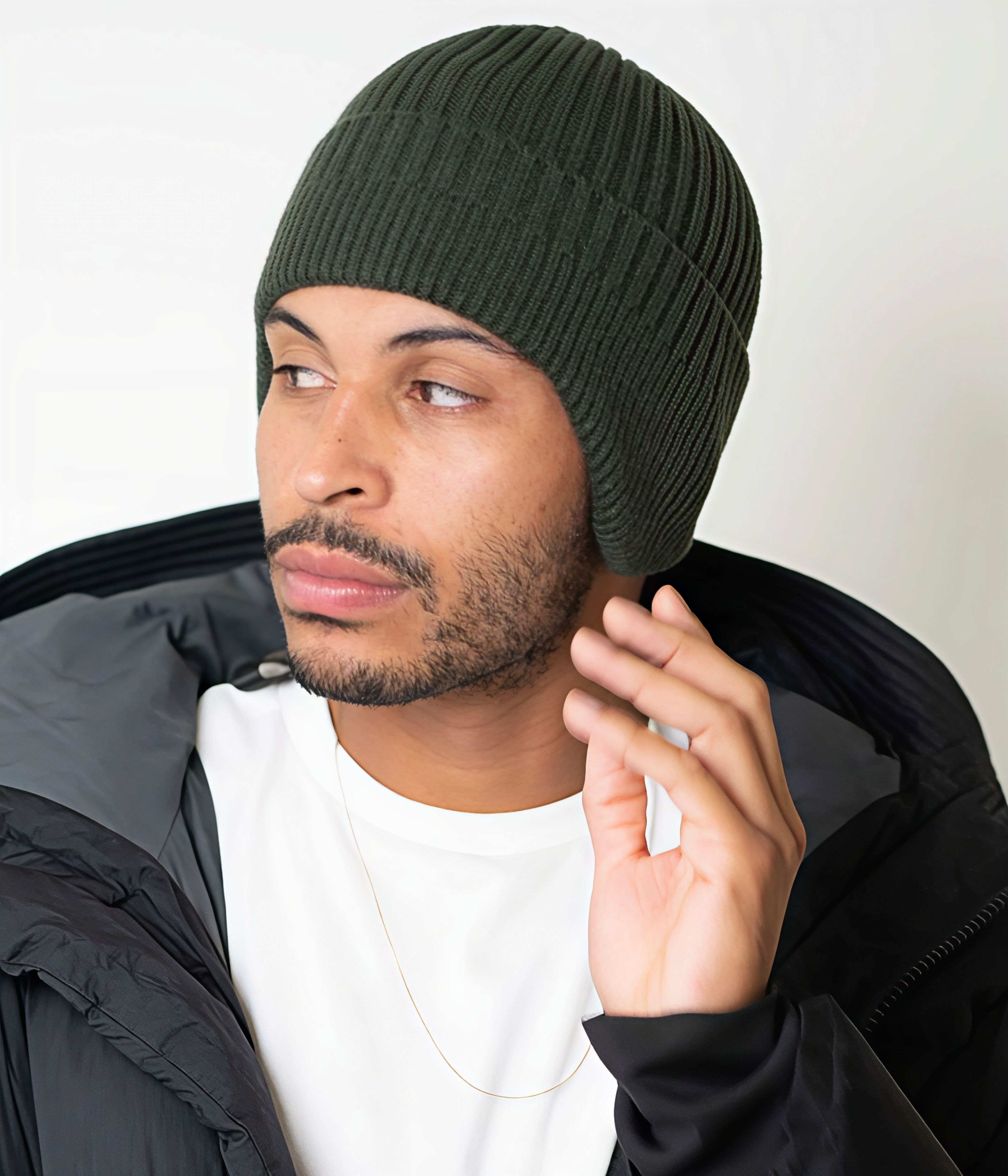 CABLE EARMUFF BEANIE.