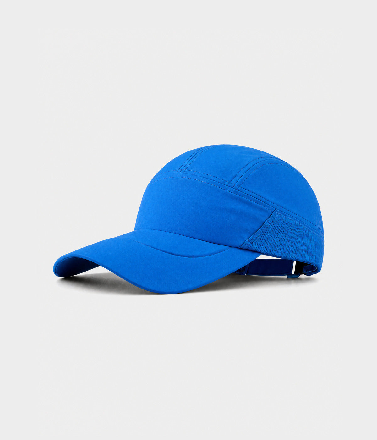 QUICK DRY KEEPER. quick-dry polyester running cap in blue, side view