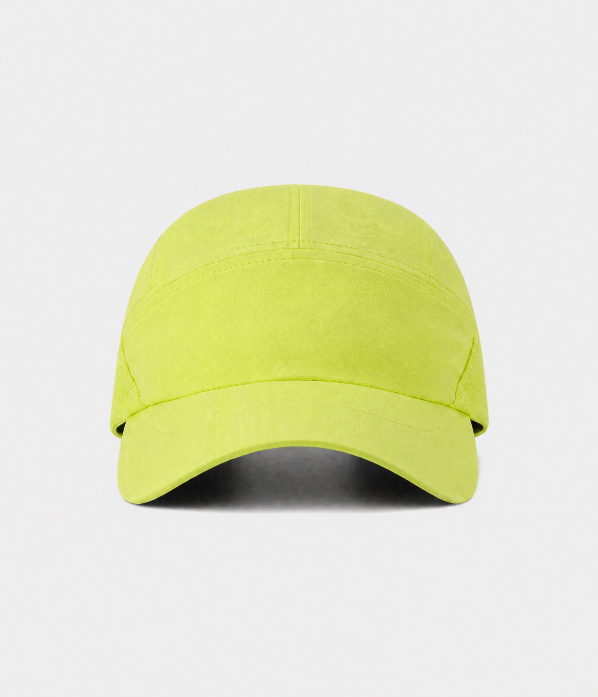 QUICK DRY KEEPER. quick-dry polyester running cap in lime, front view