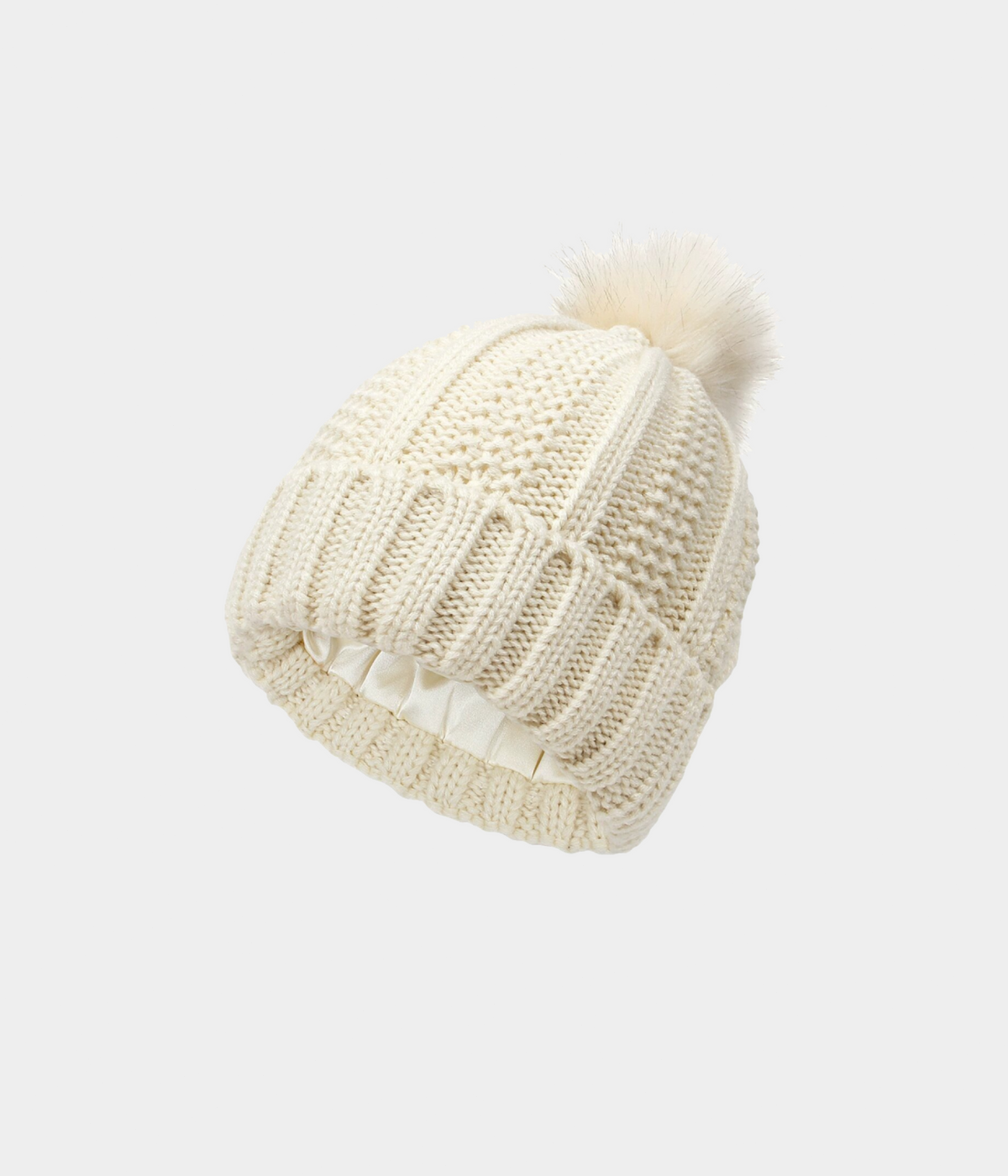 SATIN POMPOM BEANIE.-CAPS