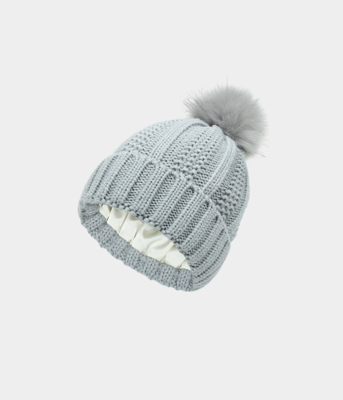 SATIN POMPOM BEANIE.-CAPS