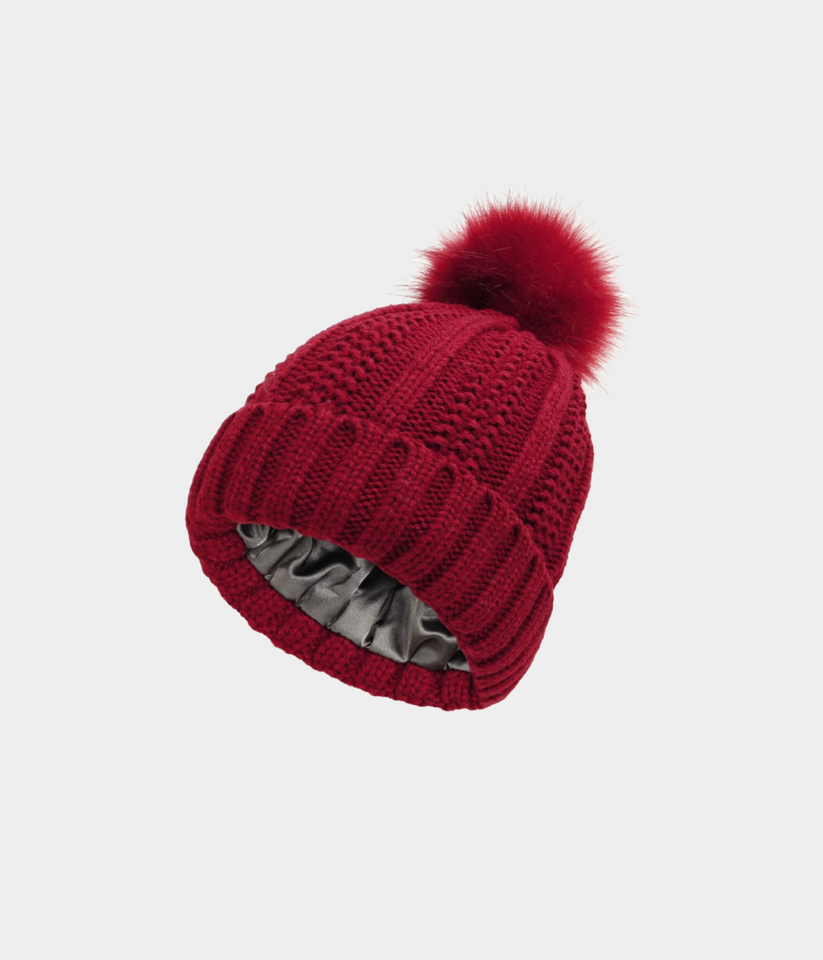 SATIN POMPOM BEANIE.-CAPS