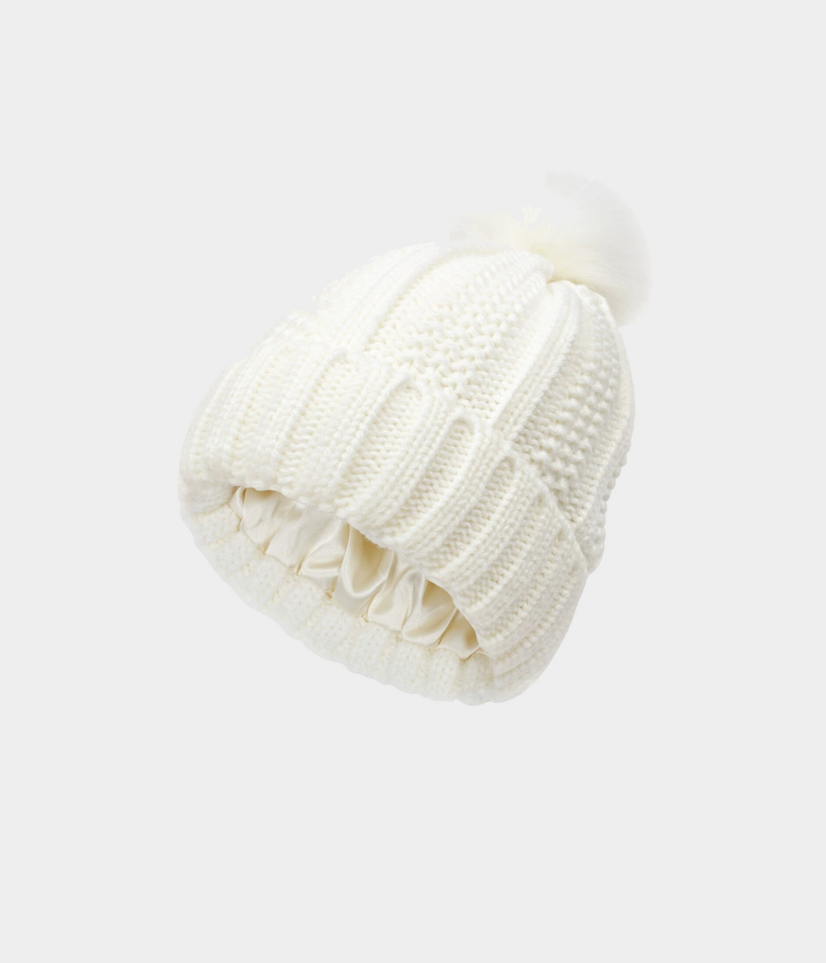 SATIN POMPOM BEANIE.-CAPS