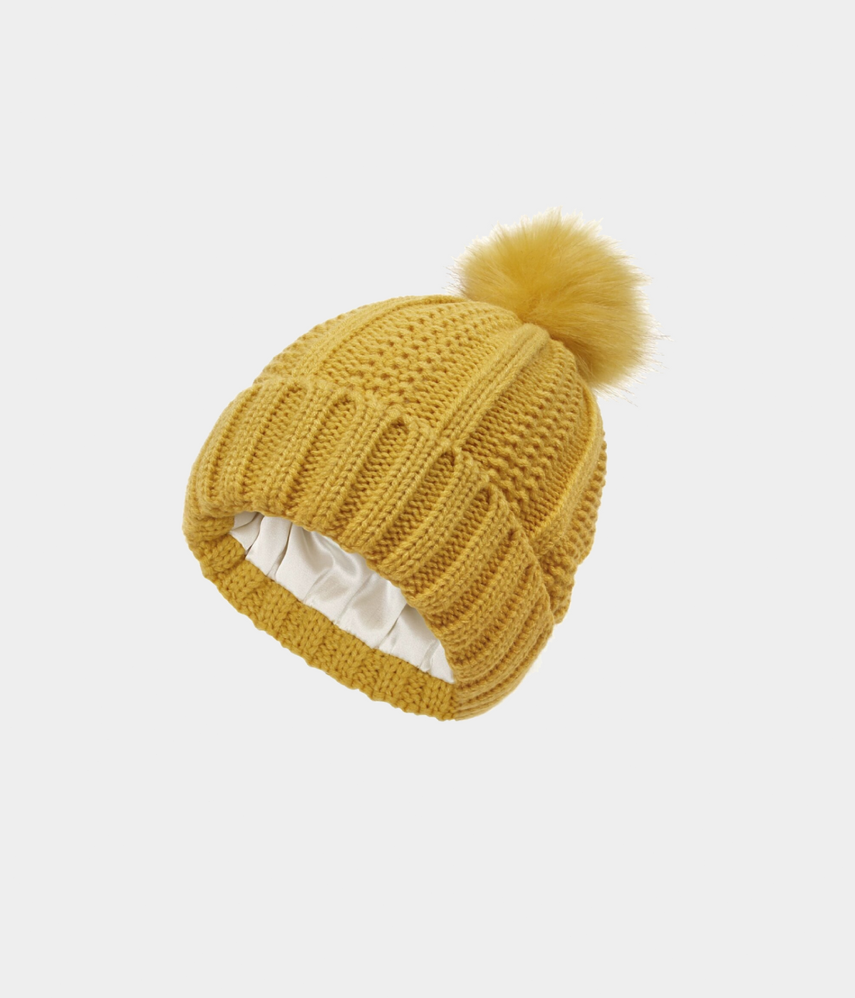SATIN POMPOM BEANIE.-CAPS