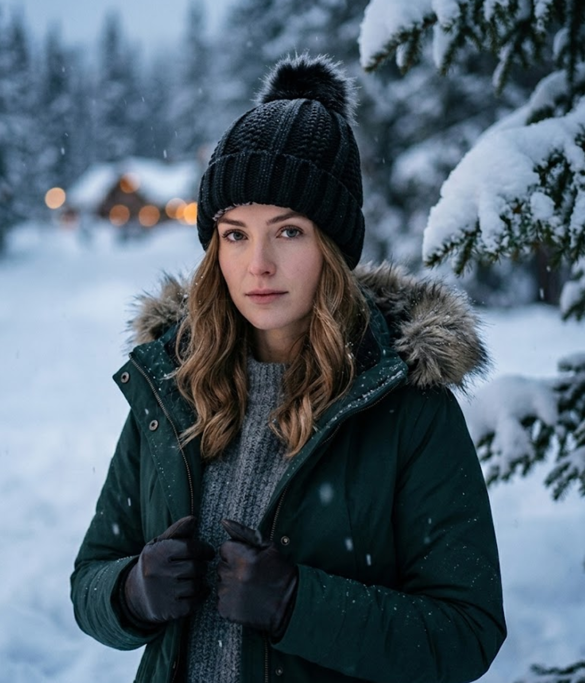 SATIN POMPOM BEANIE.