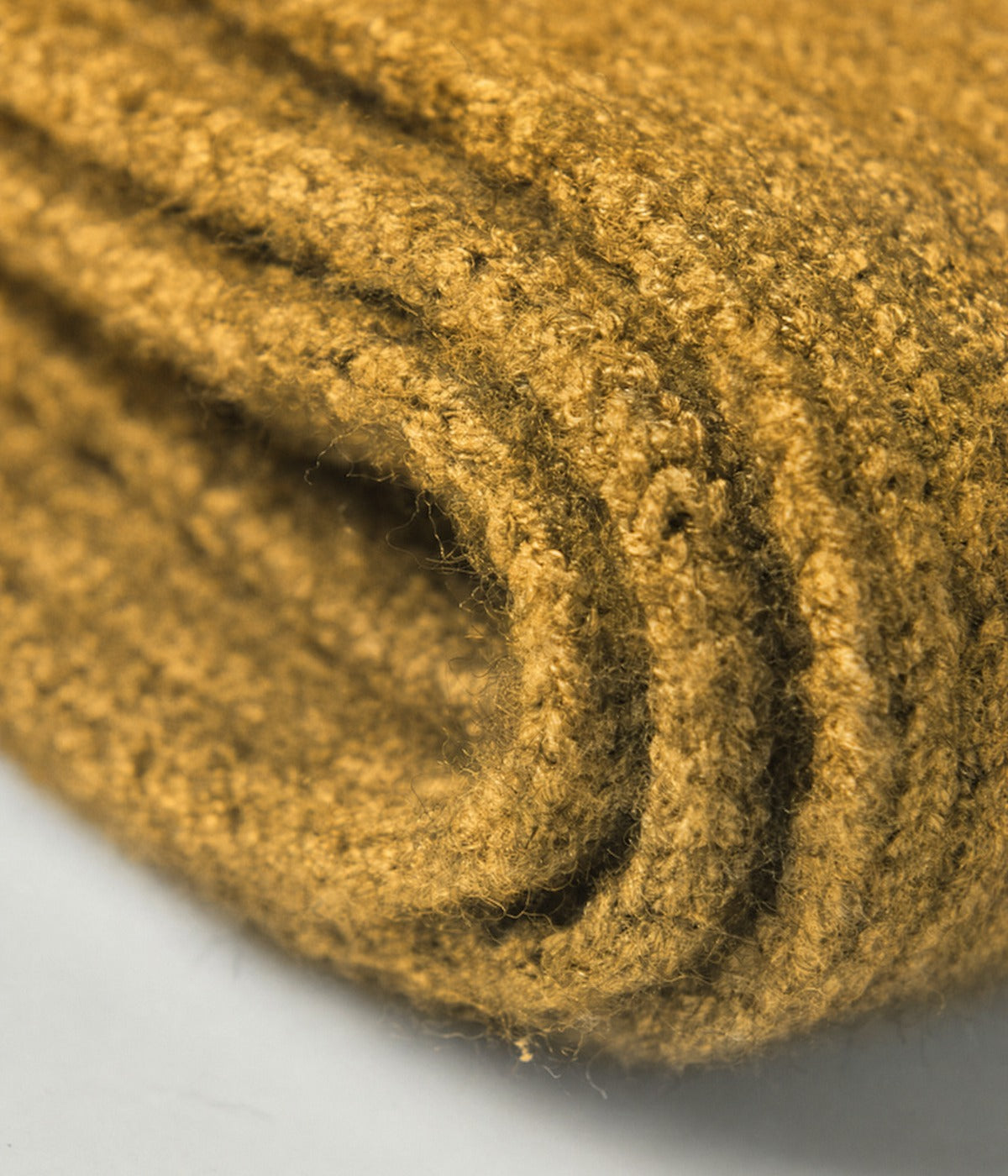 CLASSIC SCARF. knit scarf in YELLOW, soft knit texture close-up