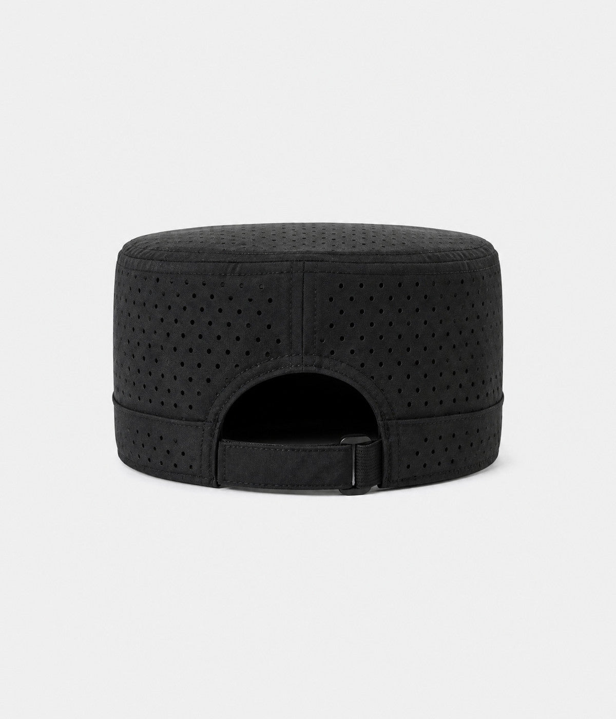 VENTED CADET. perforated cadet cap in black, back view
