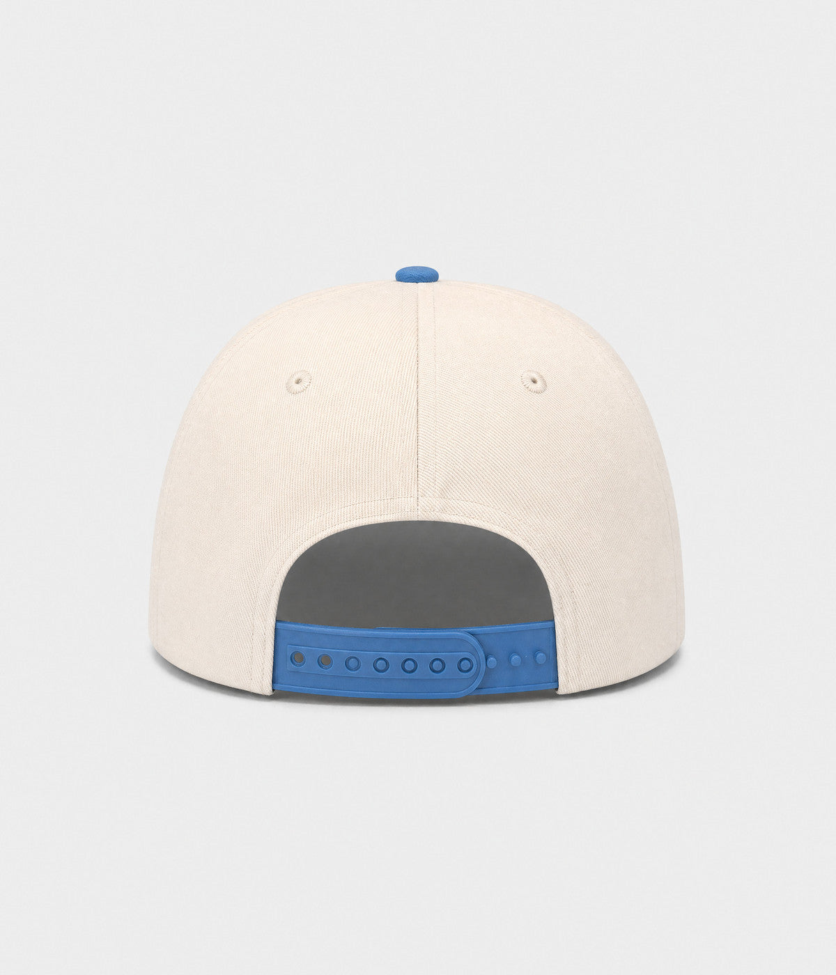 HOWDY SNAPBACK. structured cream cotton snapback cap in BLUE, back view
