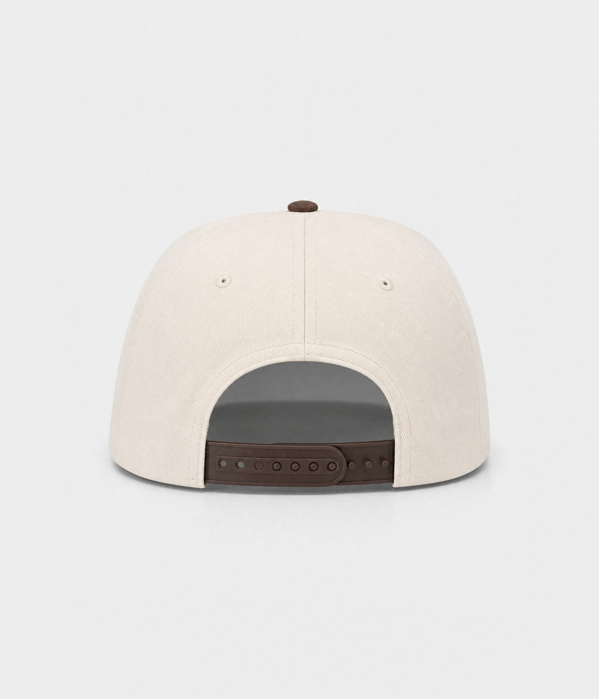 HOWDY SNAPBACK. structured cream cotton snapback cap in BROWN, back view