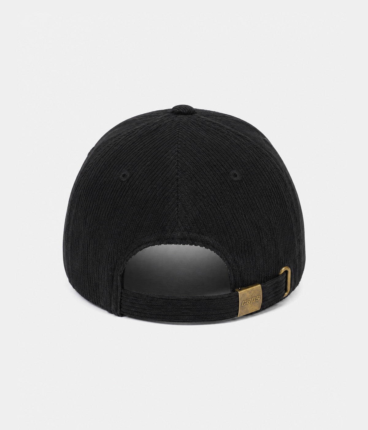 CORDUROY DADDY. unstructured corduroy dad cap in black, back view