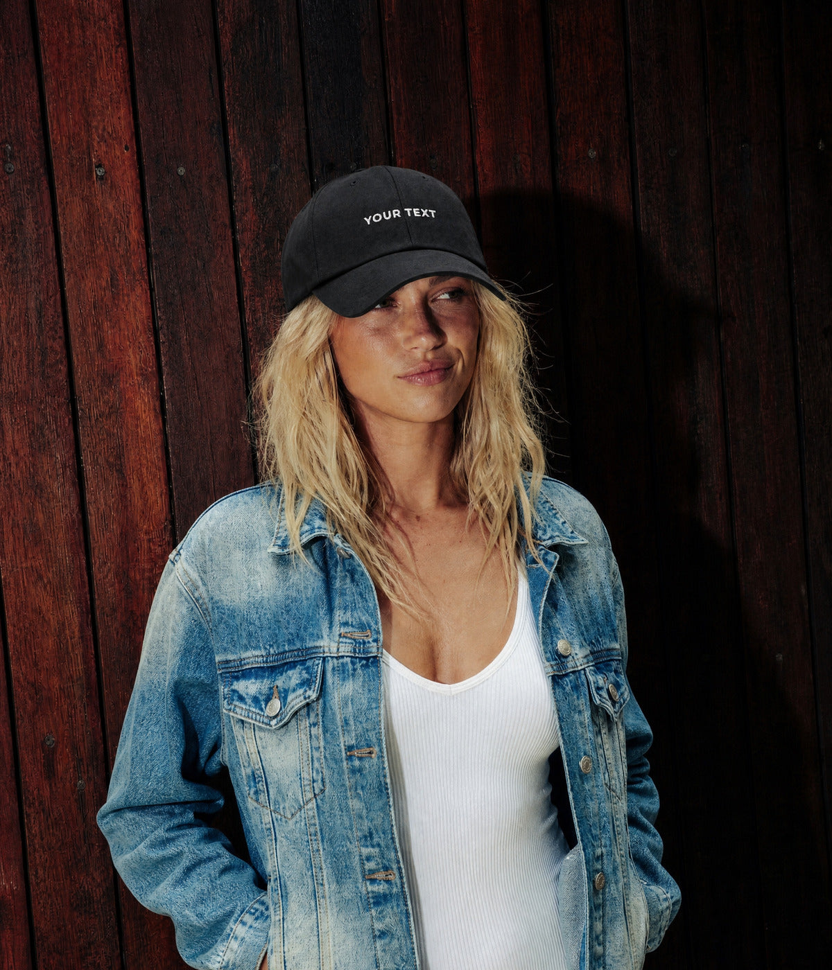 CUSTOM DAD CAP. — BLACK worn