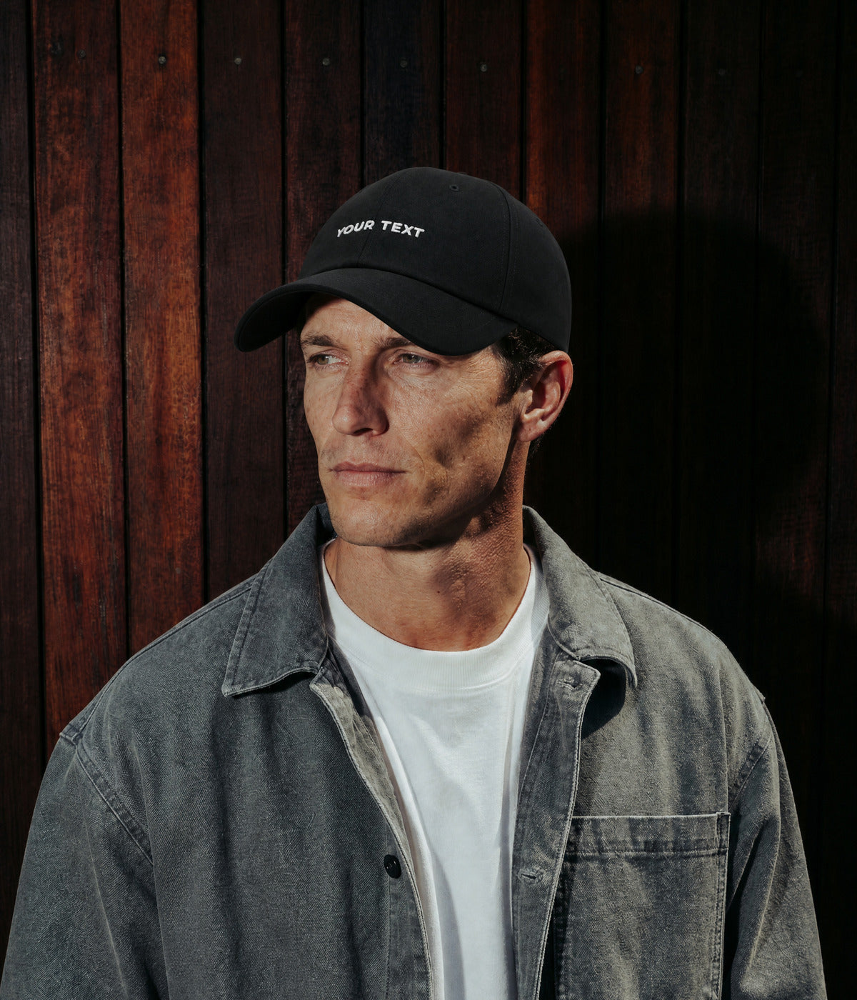 CUSTOM DAD CAP. — BLACK worn