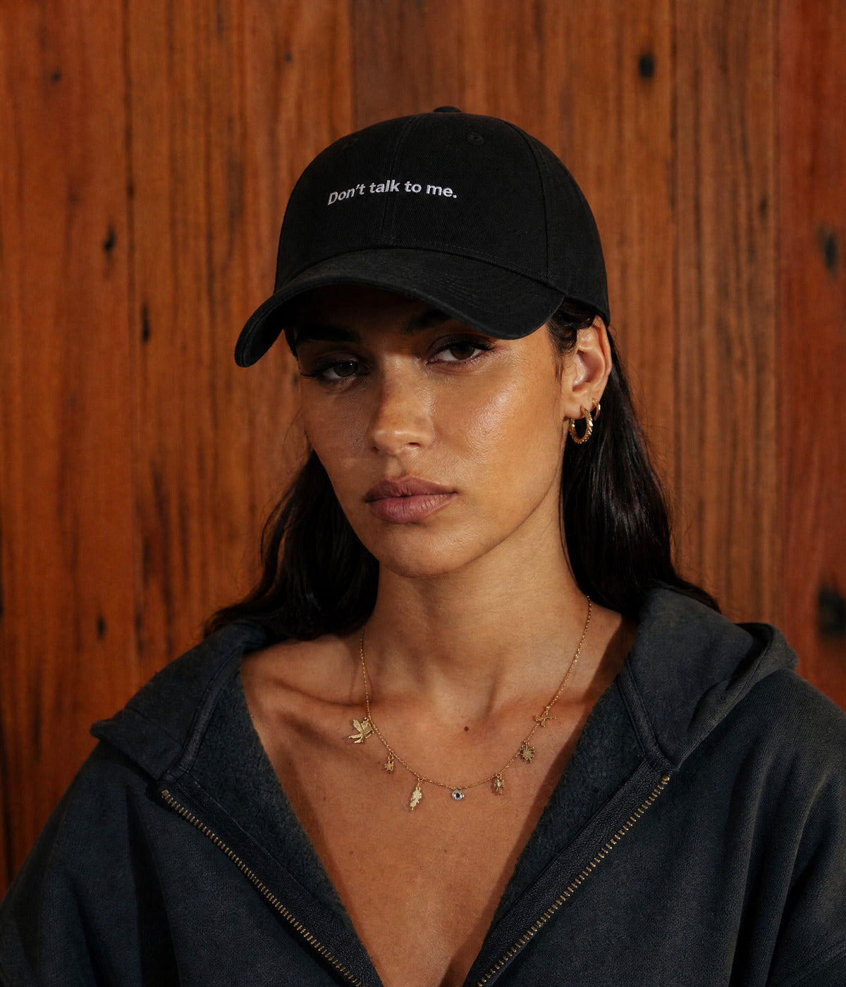 DON'T TALK TO ME. worn by a woman
