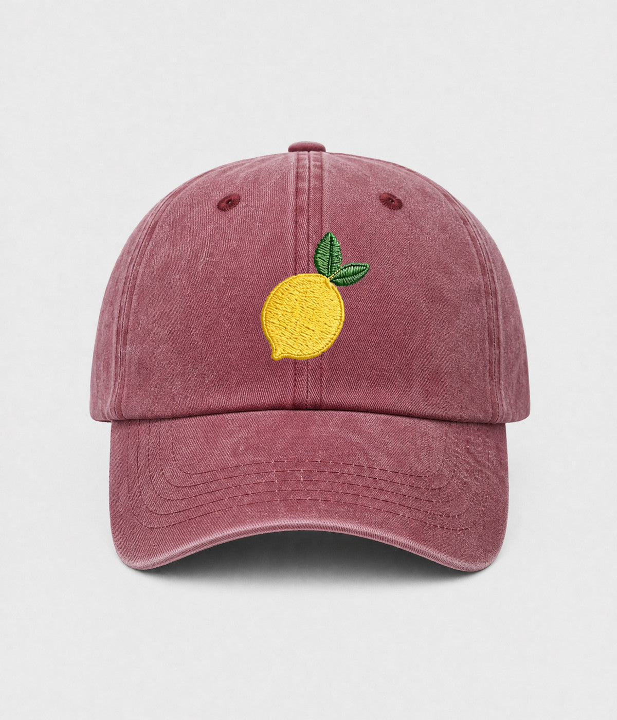 LEMON. washed cotton cap in RED, front view