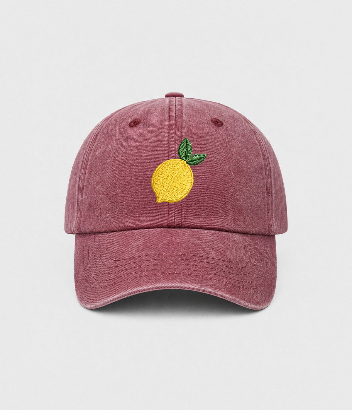 LEMON. washed cotton cap in RED, front view
