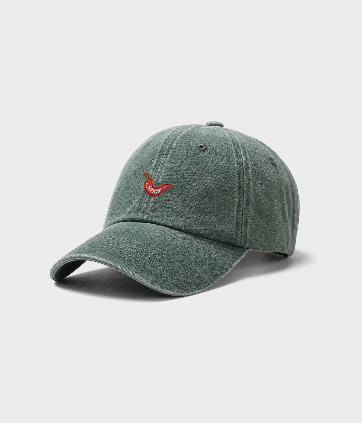 SPICY. washed cotton dad cap in GREEN, side view