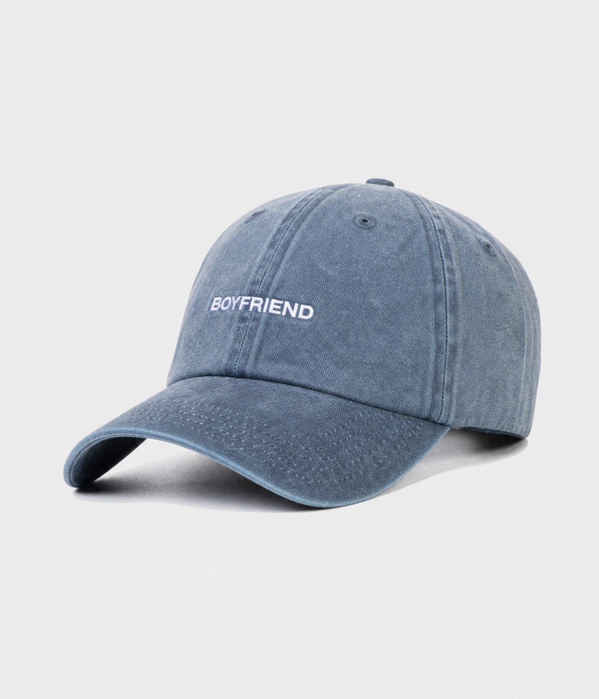 WASHED BOYFRIEND. washed cotton dad cap in NAVY, side view