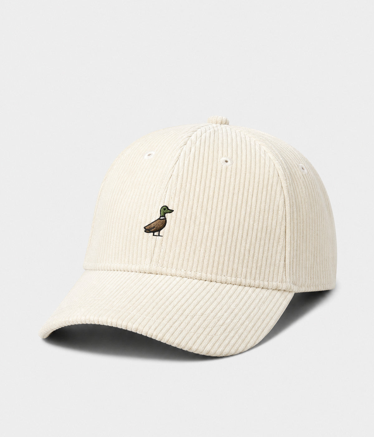 CORDUROY DUCK. cotton corduroy cap in CREAM, side view