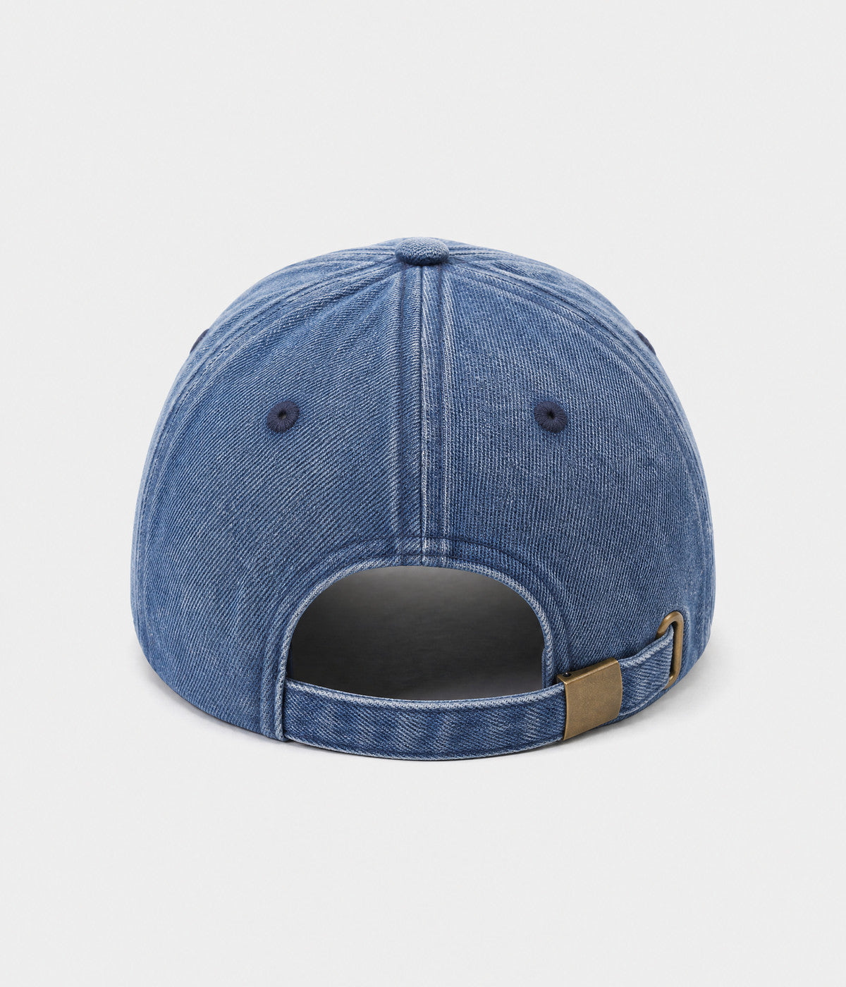 NYC DENIM. washed cotton denim cap in BLUE, back view