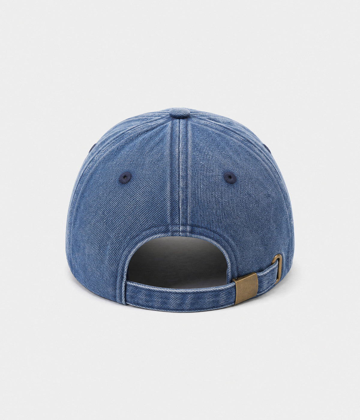 NYC DENIM. washed cotton denim cap in BLUE, back view