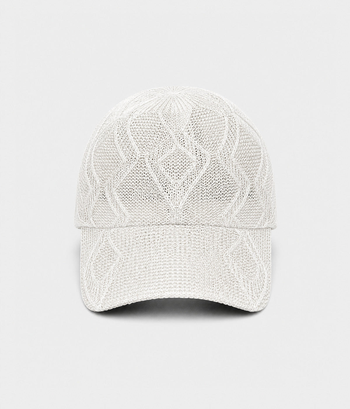 OPEN KNIT. open-knit lattice cap in white, front view