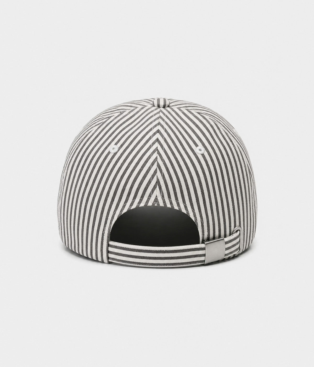 CANDY STRIPE. striped unstructured cap in BLACK, back view