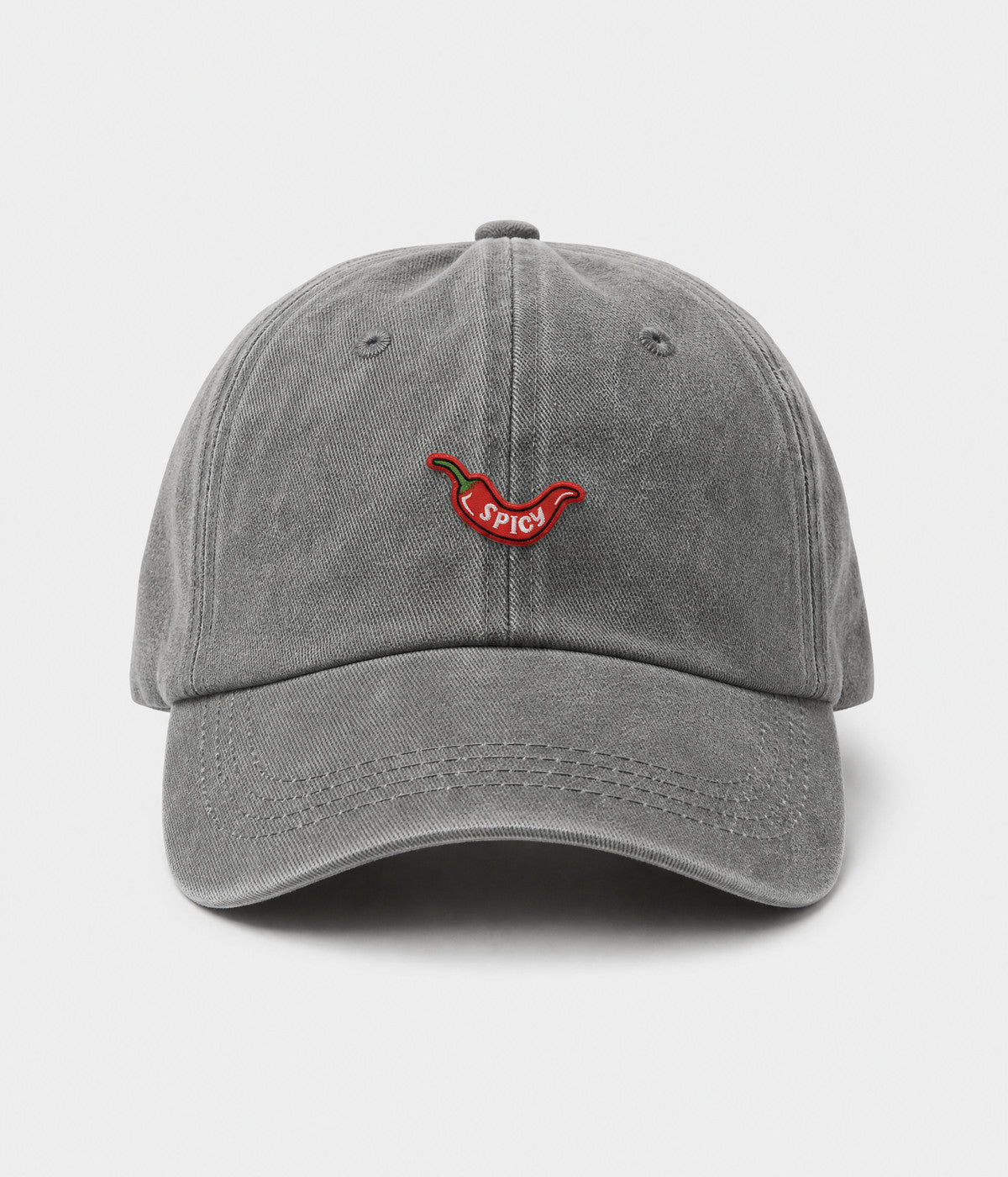 SPICY. washed cotton dad cap in GRAY, front view