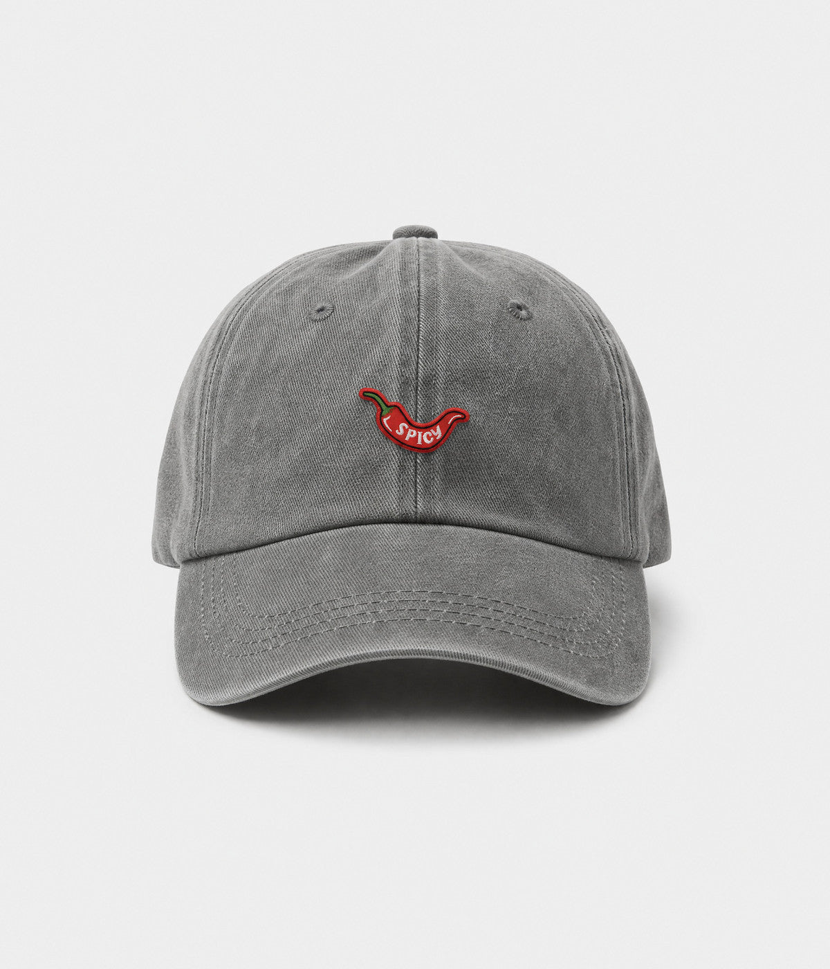 SPICY. washed cotton dad cap in GRAY, front view