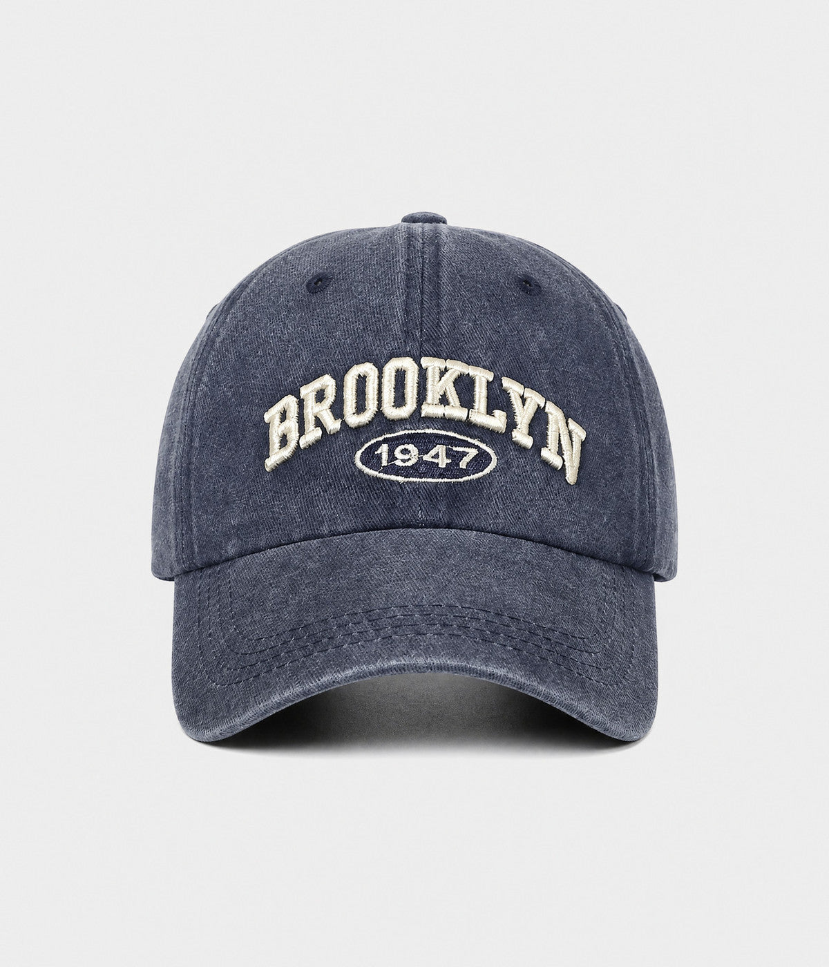 BROOKLYN 1947. washed cotton cap in NAVY, front view