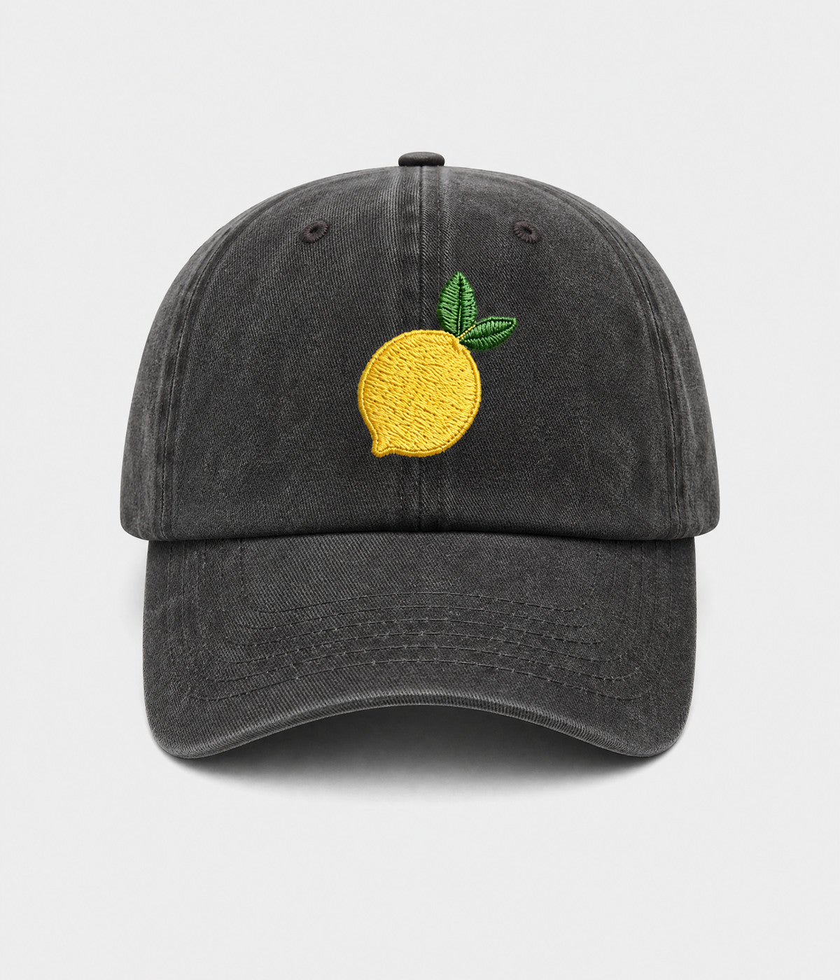 LEMON. washed cotton cap in BLACK, front view
