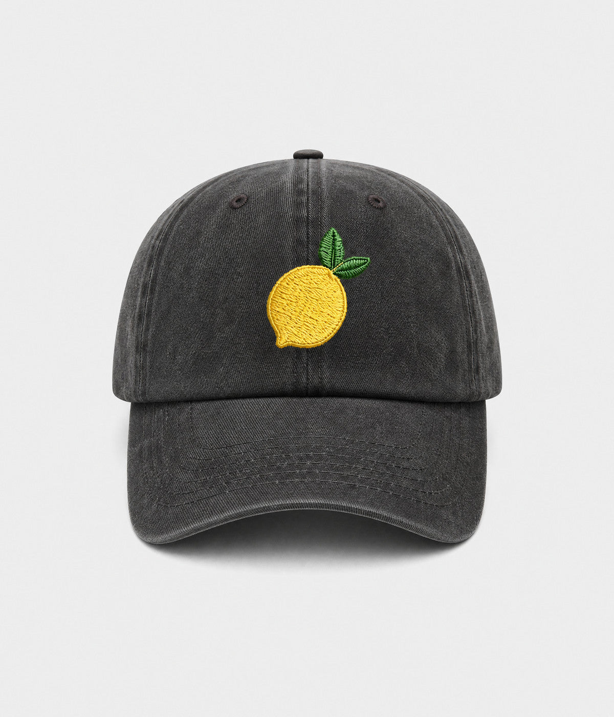 LEMON. washed cotton cap in BLACK, front view