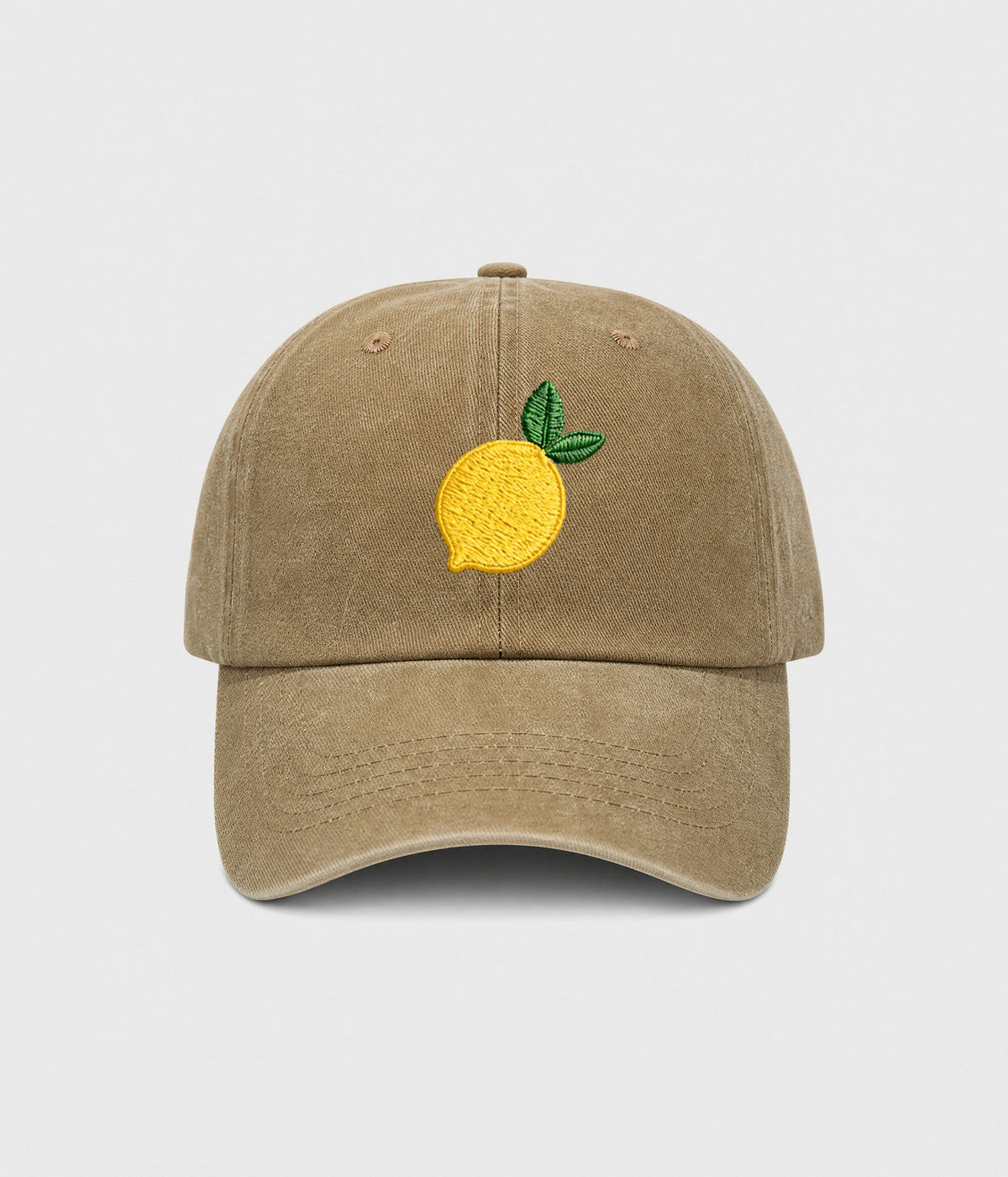 LEMON. washed cotton cap in KHAKI, front view