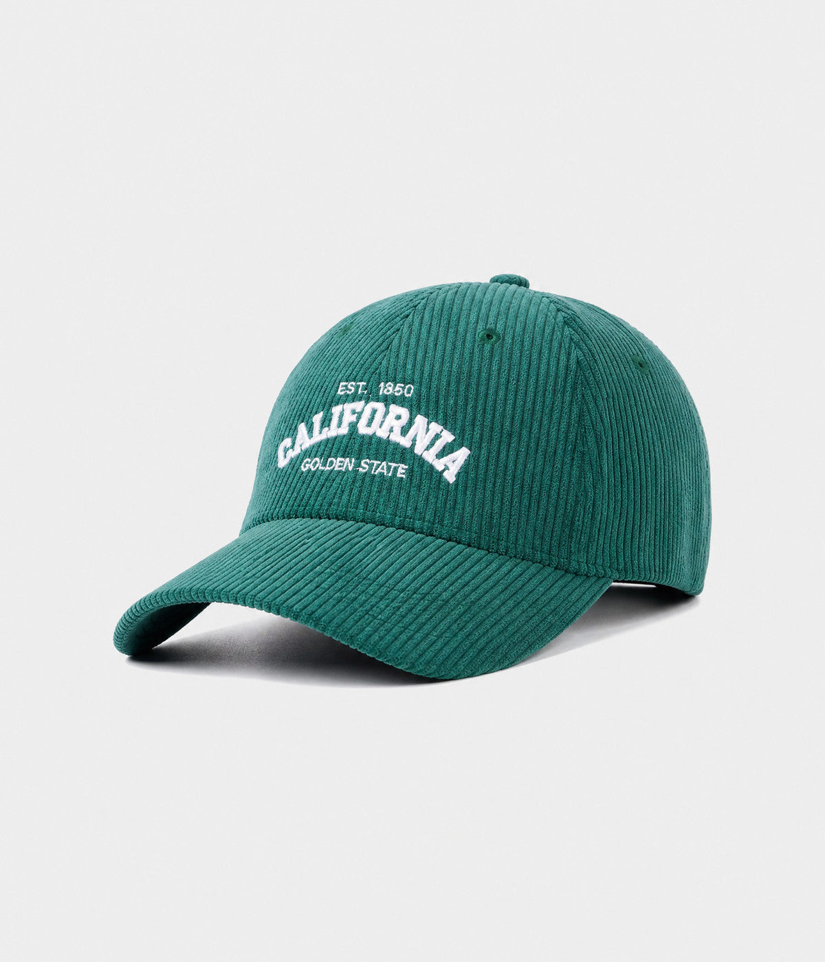 CALIFORNIA CORDUROY. corduroy cap in GREEN, side view