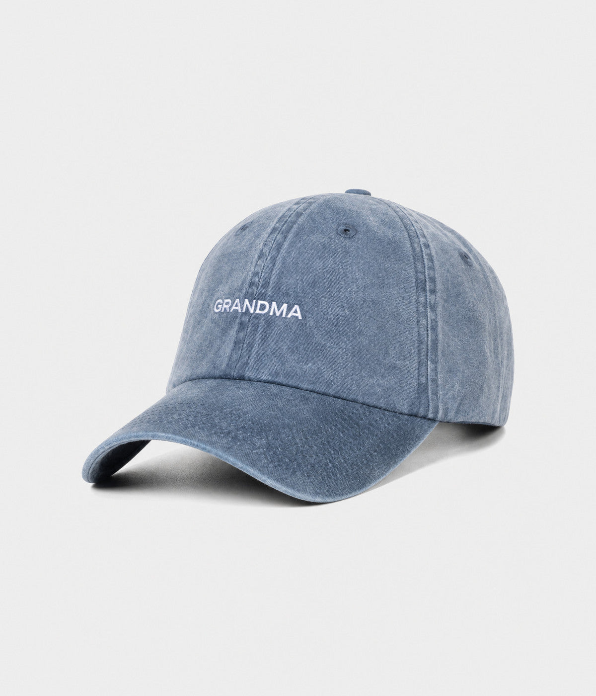 WASHED GRANDMA. washed cotton dad cap in NAVY, side view
