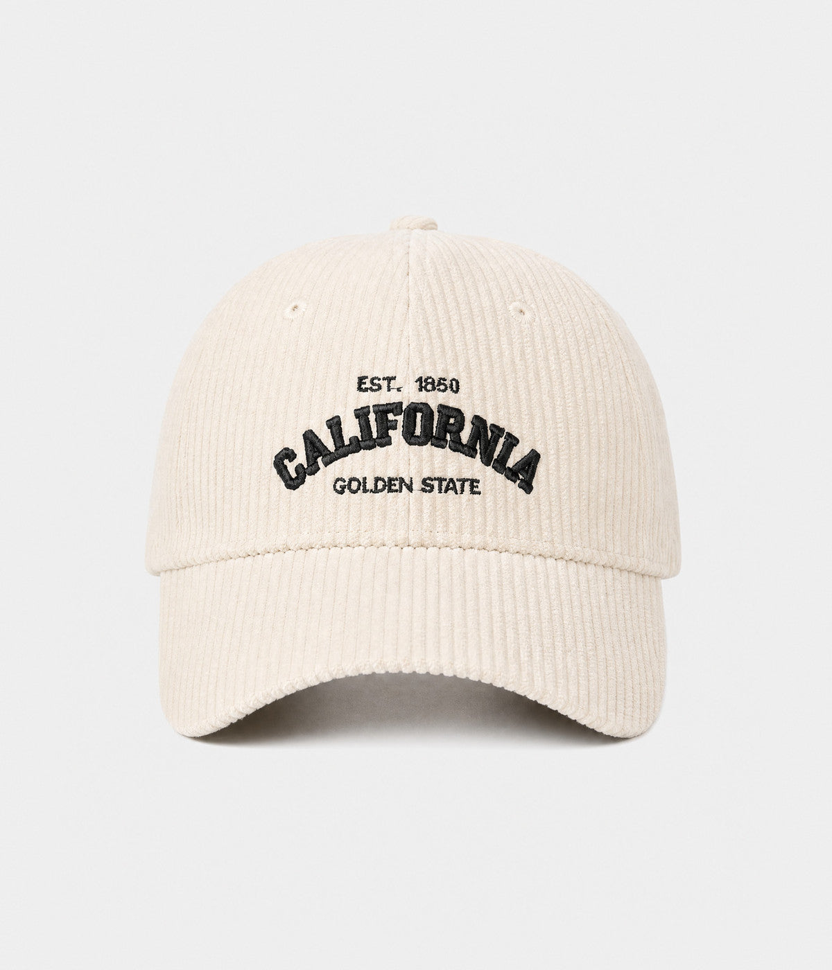 CALIFORNIA CORDUROY. corduroy cap in CREAM, front view