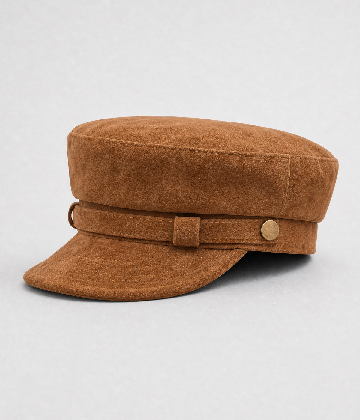 SUEDE SKIPPER. suede skipper cap in TAN, side view