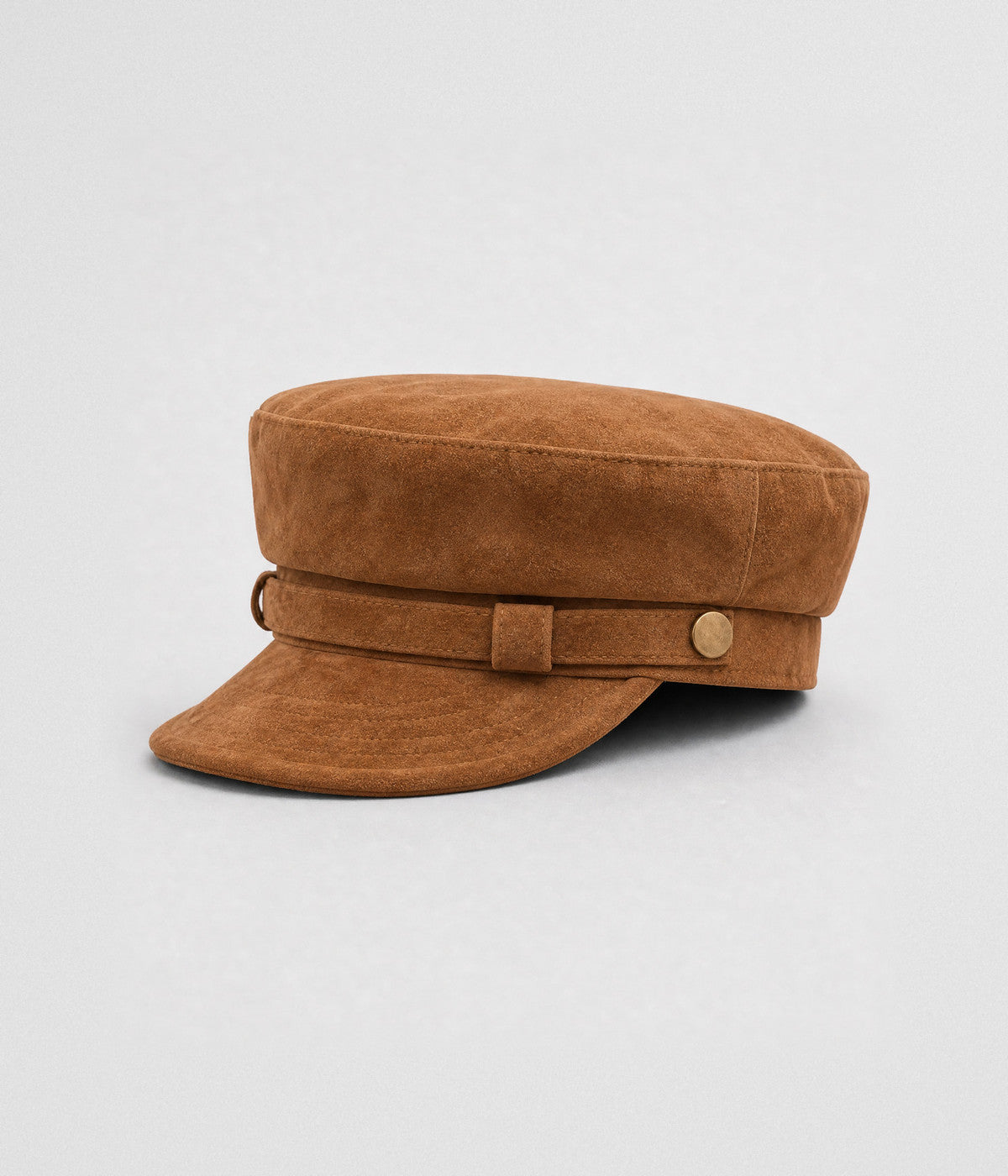 SUEDE SKIPPER. suede skipper cap in TAN, side view