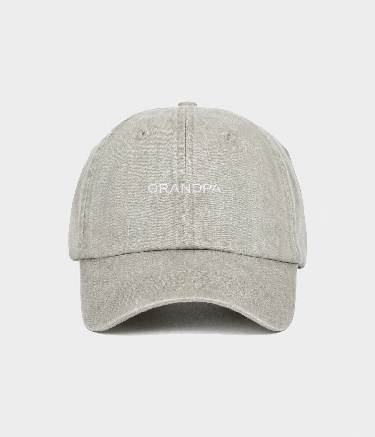 WASHED GRANDPA. washed cotton dad cap in GRAYISH SHEEN, front view