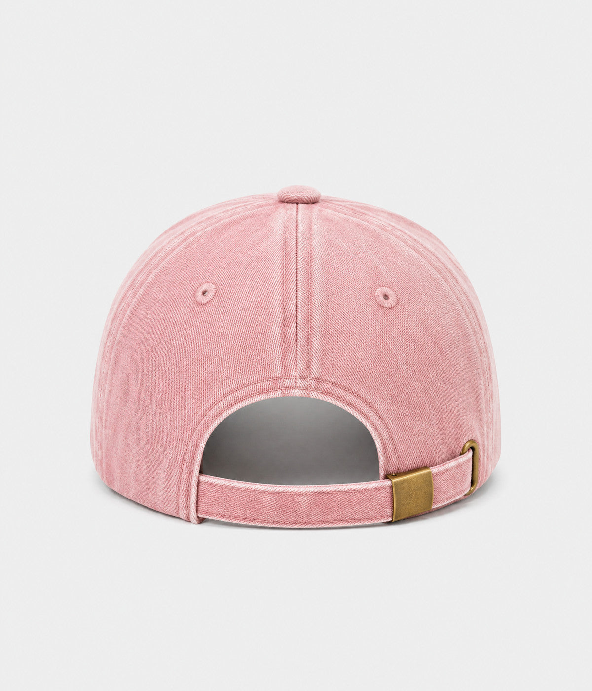 RIPPED DENIM. washed cotton denim cap in pink, back view