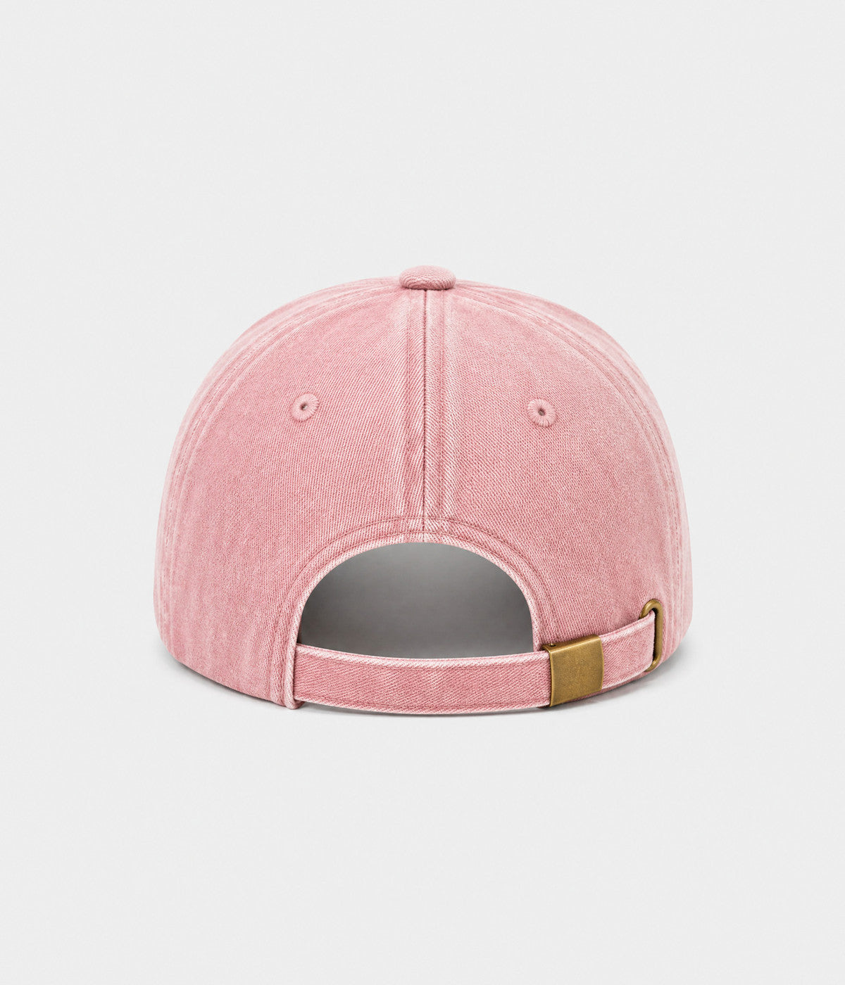 RIPPED DENIM. washed cotton denim cap in pink, back view