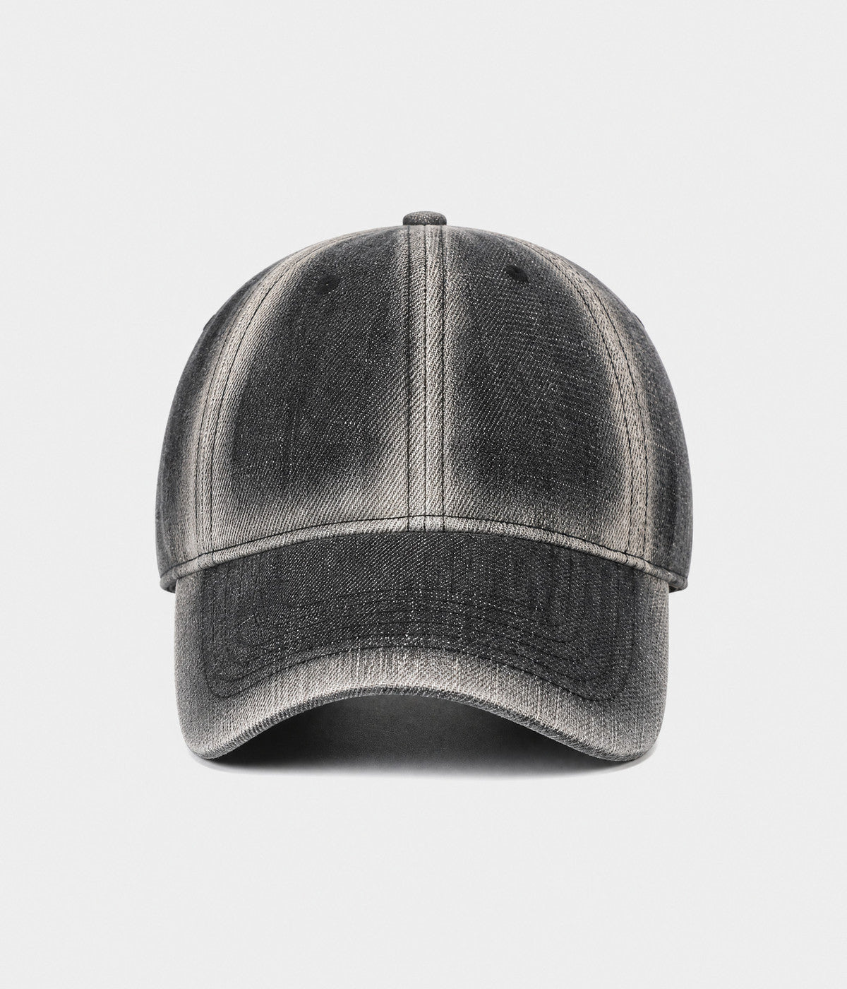 DENIM FADE. washed cotton cap in dark gray, front view