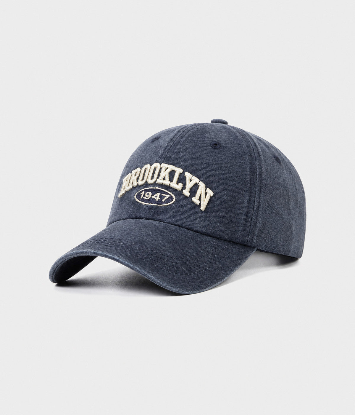 BROOKLYN 1947. washed cotton cap in NAVY, side view