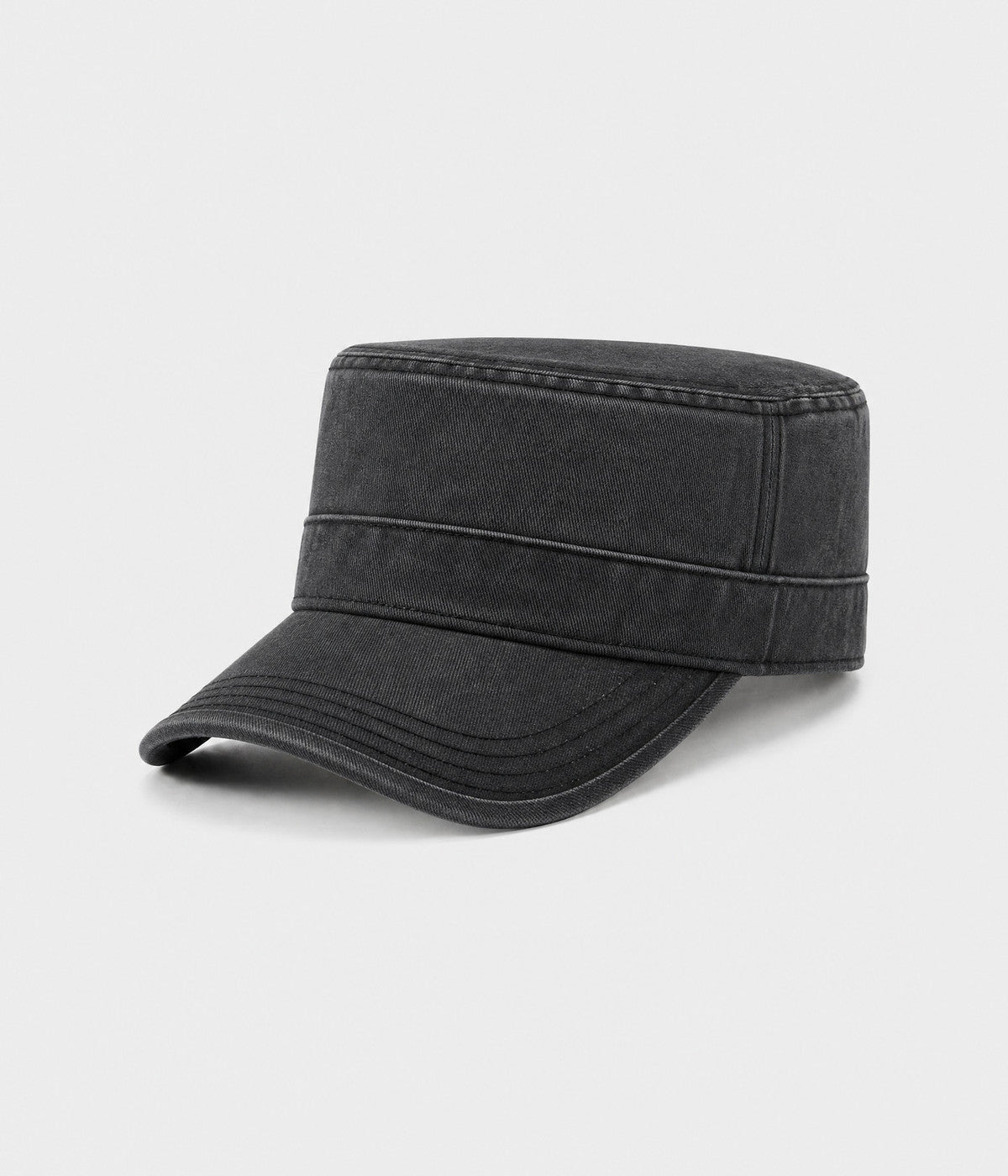 WASHED CADET. washed cotton cadet cap in BLACK, side view