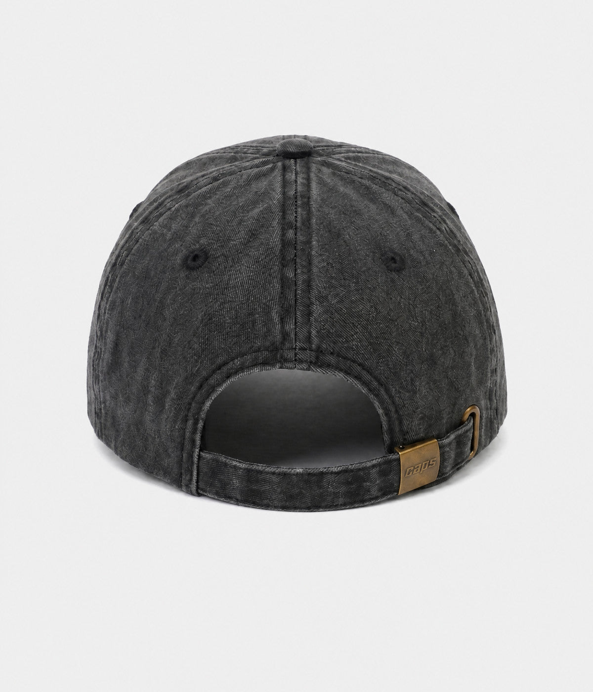 WASHED AMORE. washed cotton dad cap in BLACK, back view